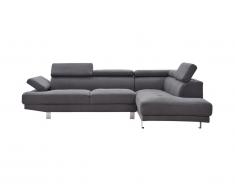 Canapé d'angle en tissu DANVIN avec têtières - Gris - Angle droit