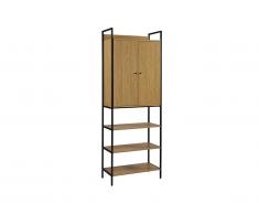 Vestiaire TAPORA - 2 portes, 3 étagères et 1 penderie - Coloris : Chêne et noir