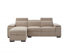 Canapé d'angle relax électrique en velours REBECCA - Beige - Angle gauche