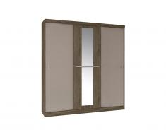 Armoire DIDDA II - 3 portes coulissantes - Avec miroir - L205 cm - Marron et taupe