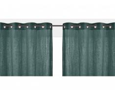 Lot de 2 rideaux à oeillets FIGUIERA - 100% lin - 140x260cm - Vert foncé