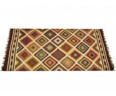 Tapis kilim tissé main en laine et jute CARNAVAL - 200x290cm - Multicolore