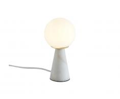 Lampe à poser style vintage VINTIA - Base en marbre blanc et abat-jour en verre blanc- 12 x 12 x 24 cm