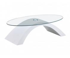 Table basse LEXIE - Verre trempé & MDF laqué blanc