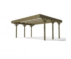 Carport double DAVOS en bois autoclavé traité classe III - surface 30.6 M²