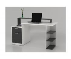 Bureau avec rangements ZACHARIE - Blanc et gris