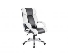 Fauteuil de bureau RODDY - Simili noir & blanc - Hauteur réglable
