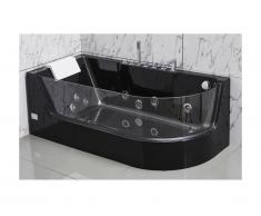 Baignoire balnéo vitrée ARIA noire - 1 place - 263L - 170*80*57cm - angle gauche