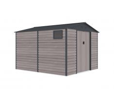 Abri de jardin en acier galvanisé effet bois ADELMO - gris - 8,94m²