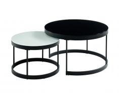 Tables basses gigognes BILLIE - Verre trempé & métal - Noir et Blanc