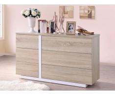 Commode NAPOLI - 6 tiroirs - Chêne et blanc