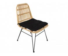 Chaise de jardin NOSARA en résine tressée - Assise noire