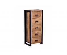 Chiffonnier - 5 tiroirs - Bois de manguier et métal - HARLEM