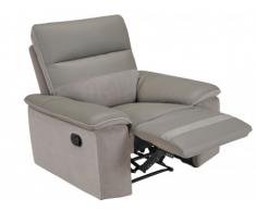 Fauteuil relax en cuir et microfibre GEORGE - Taupe