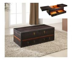 Malle table basse LORIC - Simili chocolat effet croco