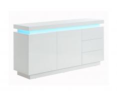 Buffet EMERSON II - LEDs - 2 portes & 3 tiroirs - MDF laqué blanc