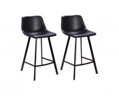 Lot de 2 Tabourets de bar MADERE - Simili - Noir