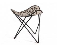 Repose-pieds Butterfly MOKOROA - 100% coton - à motifs - Noir et Blanc
