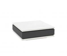 Table basse ALCIDE - 2 tiroirs - MDF - Blanc & Gris