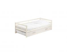Lit gigogne AEDAN - 90x190cm - Pin massif - Blanchi
