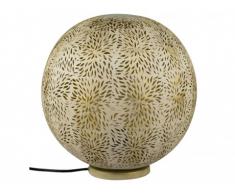 Lampe boule à poser ajourée style ethnique TUVAS - Fer - D. 30 cm - Doré