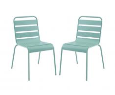 Lot de 2 chaises de jardin empilables MIRMANDE en métal - Vert amande