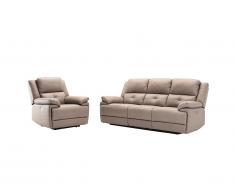 Canapé 3 places et fauteuil relax électrique en tissu taupe DOLENE