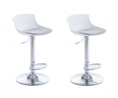 Lot de 2 tabourets de bar ALBEDO - Polypropylène et Tissu - Bicolore - Blanc et Gris