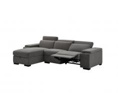 Canapé d'angle relax électrique en velours REBECCA - Gris - Angle gauche