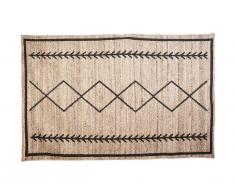 Tapis style ethnique BANGALORE - 100% Jute - 120 x 170 cm - Naturel et noir