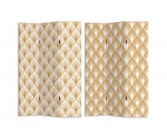 Paravent imprimé 3 pans art déco LUXOR - MDF - H. 180 x L. 120 cm - doré