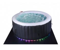 SPA gonflable 4 personnes B-LIGHT à leds 4 couleurs - D180*H65 cm - 130 buses d'air - Blanc et Noir