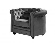 Fauteuil CHESTERFIELD - Velours anthracite