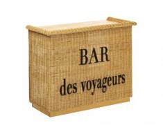Meuble de bar CALAO - Pin massif, bambou & rotin - Naturel