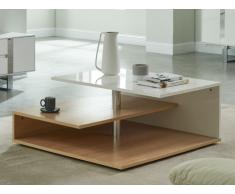 Table basse TYBEN - MDF laqué - Chêne et Blanc