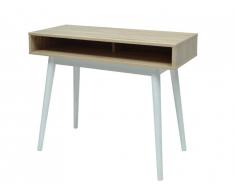 Console bureau ERICA - 1 niche - Coloris : Chêne et Blanc