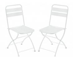 Lot de 2 chaises de jardin pliantes MIRMANDE en métal - Blanc