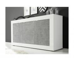 Buffet COMETE - 3 portes - Blanc laqué et béton