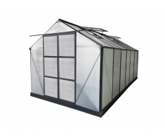 Serre de Jardin en polycarbonate de 13 m² avec embase - Anthracite - KALIDA