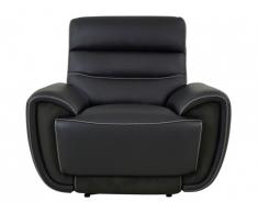 Fauteuil relax COSMY en cuir et détails microfibre - Noir