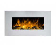 Cheminée électrique CHANDELA - Murale - L84 x P14 x H45 cm - Inox