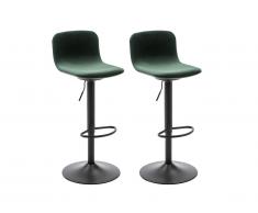 Lot de 2 tabourets de bar RAPHAELO - Velours & Métal - Vert foncé
