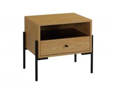 Table de chevet DOBSON - 1 tiroir et 1 niche - Coloris : chêne et noir