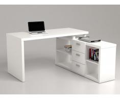Bureau d'angle avec rangements ALDRIC III - Blanc