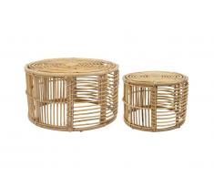 Lot de 2 tables basses LANDIS - Rotin - Coloris : Naturel