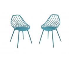 Lot de 2 chaises de jardin MALAGA en polypropylène - Bleu