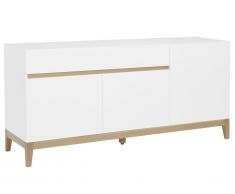 Buffet SEDNA - 3 portes & 1 tiroir - Chêne massif & MDF laqué blanc