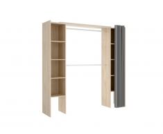 Dressing extensible DORIAN avec rideau - L110/180 cm - Coloris : Chêne et gris
