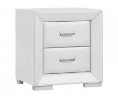 Table de chevet CAPITOLE - 2 tiroirs - Simili blanc