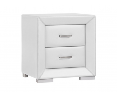 Table de chevet CAPITOLE - 2 tiroirs - Simili blanc